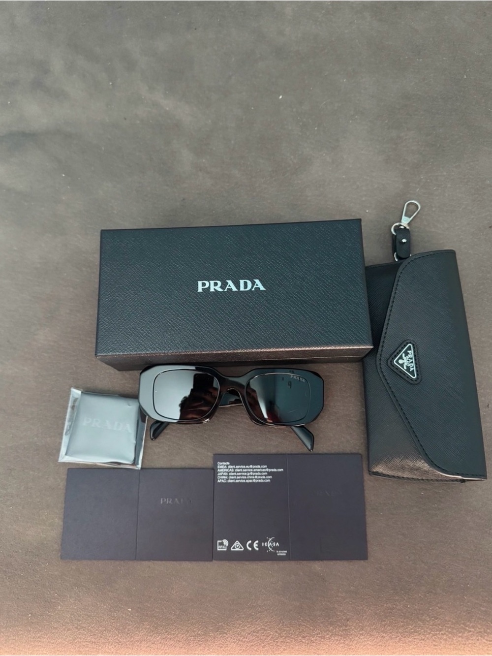 Prada Black Rectangular Sunglasses with Case